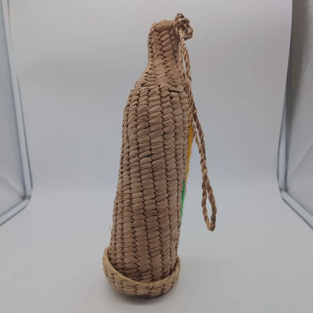 Vintage Colorful Wicker Rattan Woven Decorative Bottle Holder